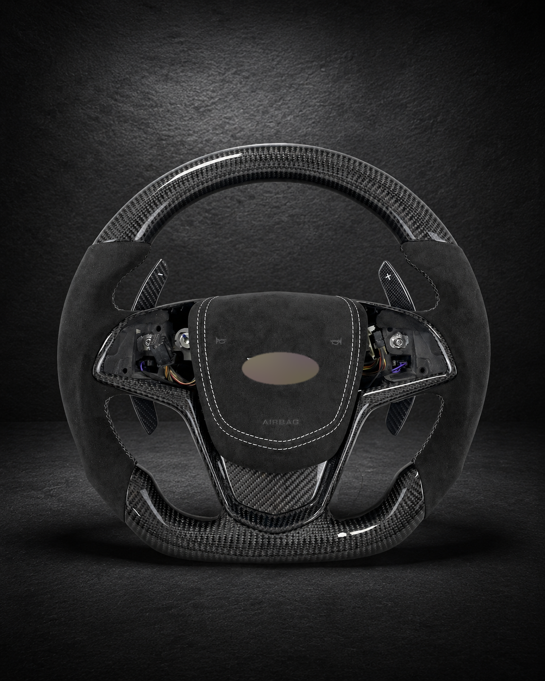 AI-enhanced studio presentation — Custom Steering Wheel — 2013–2020 Cadillac CTS / ATS — source image 1