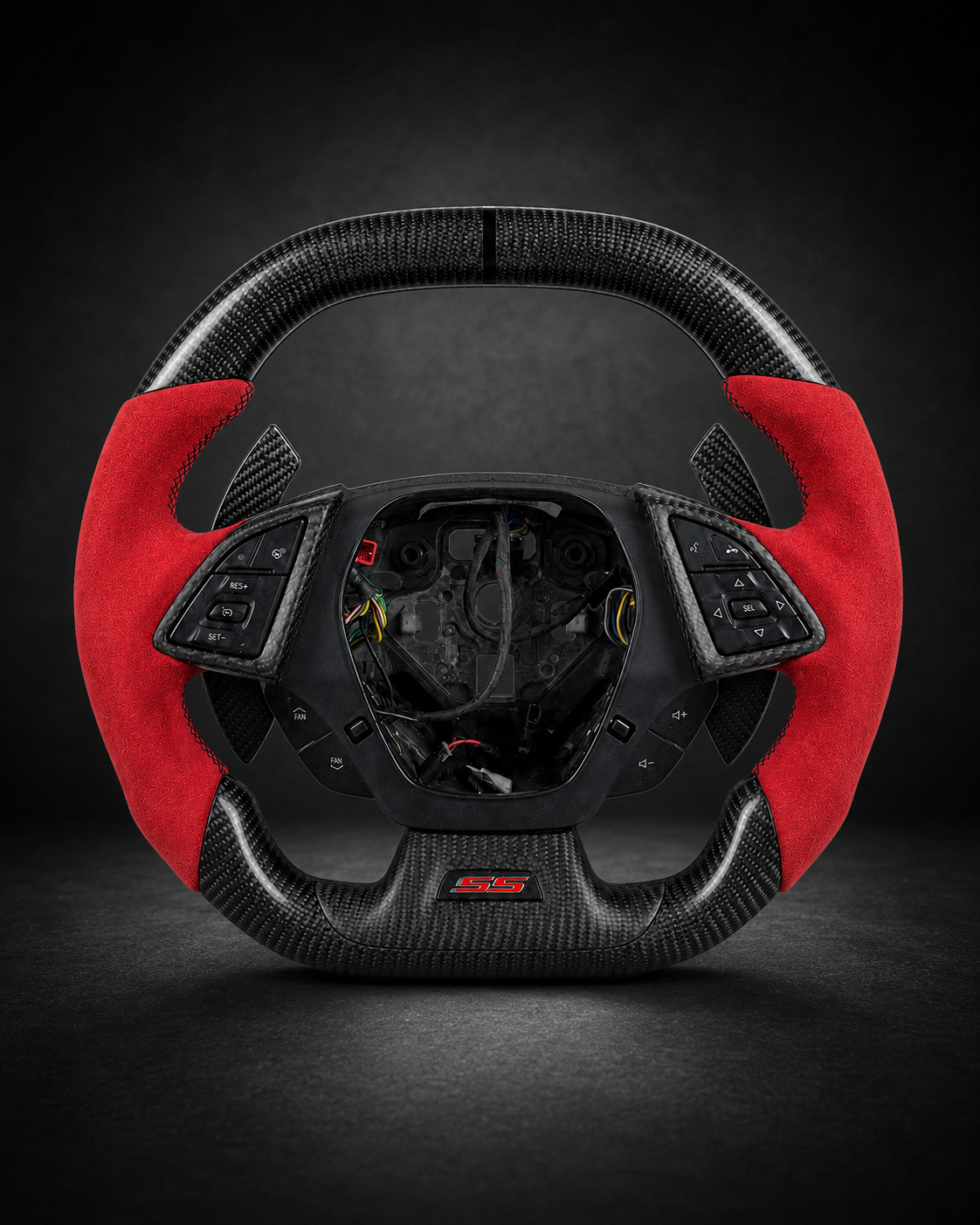 AI-enhanced studio presentation — Custom Steering Wheel — 2016–2024 Chevrolet Camaro — source image 4