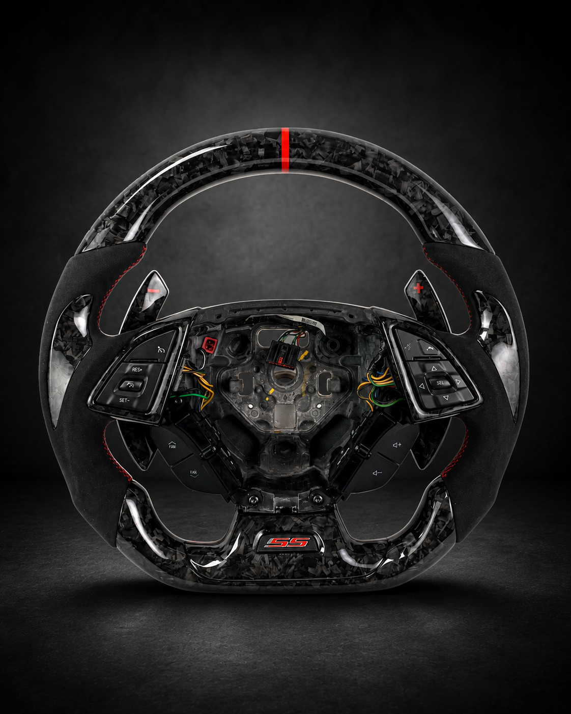 AI-enhanced studio presentation — Custom Steering Wheel — 2016–2024 Chevrolet Camaro — source image 5