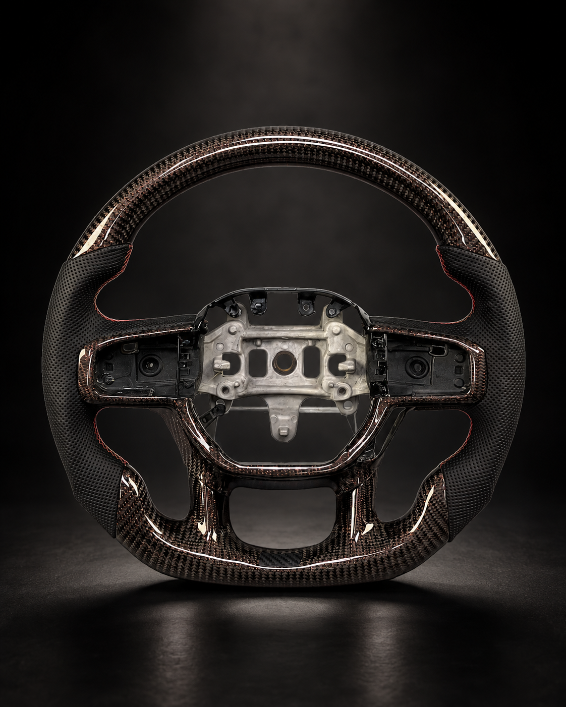 AI-enhanced studio presentation — Custom Steering Wheel — 2019–2024 Dodge/Ram 1500 / 2500 / 3500 — source image 8